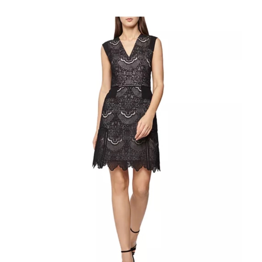 Reiss Gemina Black and Nude Dress Size 6